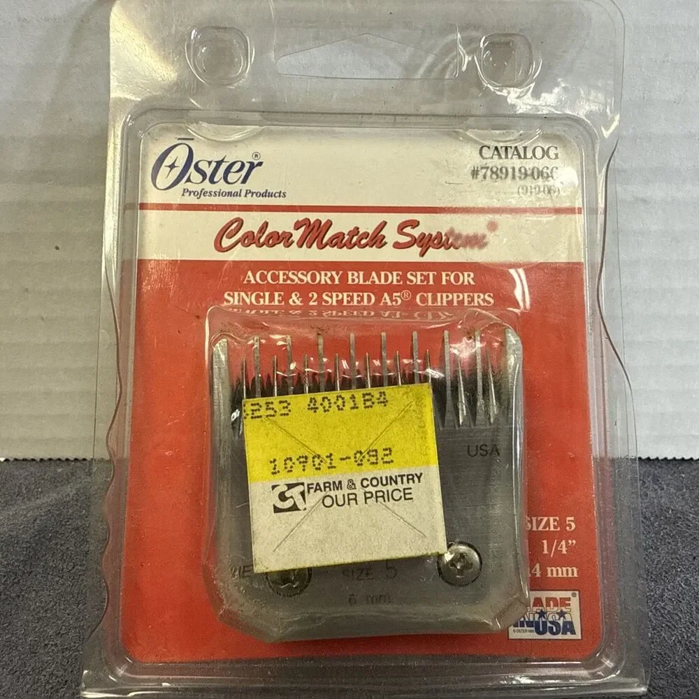Oster Clipper Replacement Blade Cat #919-06 Size 5 1/4” 6.3mm Red Package